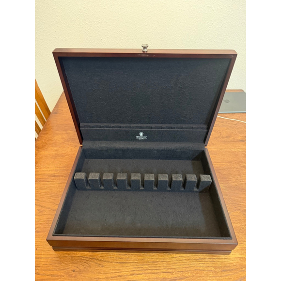 Waterford Fine Silver Gifts Utensil Case Wood Flatware Storage Box Empty